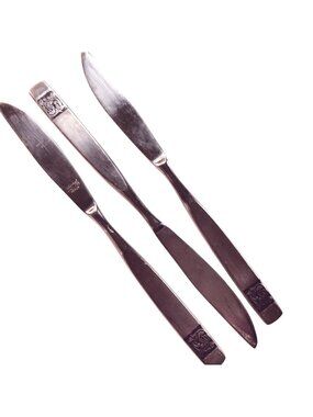 National Stainless Steel Knives Floral Handle Design Korea Lot 3